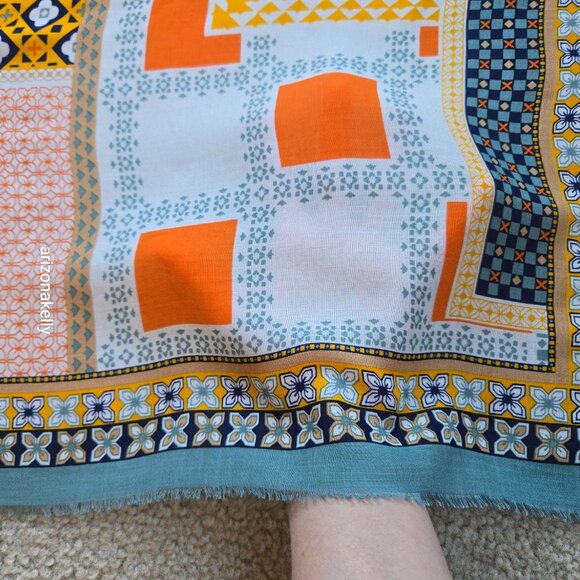Mosaic Tile Scarf Large Square Silk Modal Boho - Picture 8 of 14